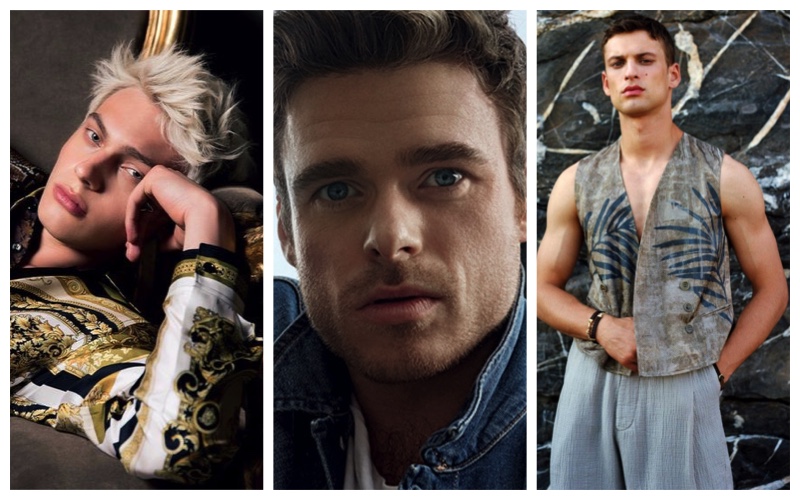 Lucas Barski for GQ México, Richard Madden for Calvin Klein Defy campaign, David Trulik for Giorgio Armani summer 2021 campaign.