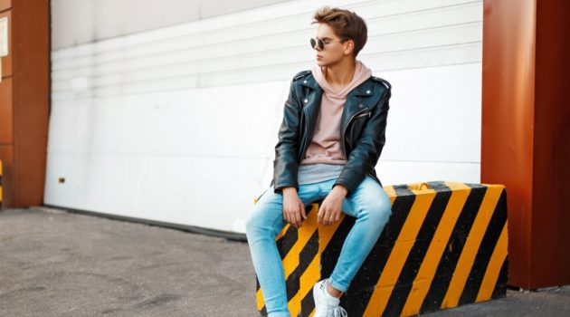 5 Events Where You Can Wear Sports Shoes Guy Casual Outfit Leather Jacket Hoodie Jeans Sneakers