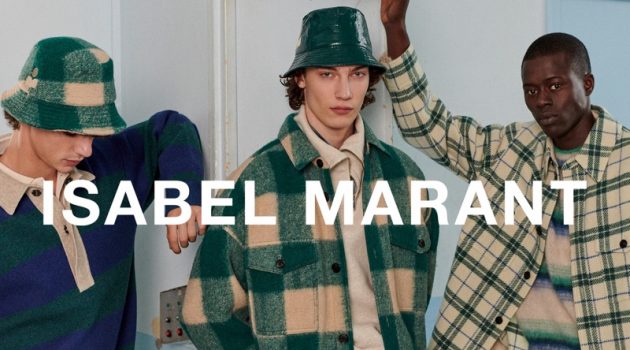 Freek, Leon + More Embrace Collegiate Style in Isabel Marant Models Fernando Lindez, Freek Iven, and Alpha Dia sport fall-winter 2021 looks from Isabel Marant.