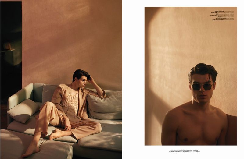 Maks Behr Spends a 'Sultry Afternoon' with L'Officiel Hommes Ukraine