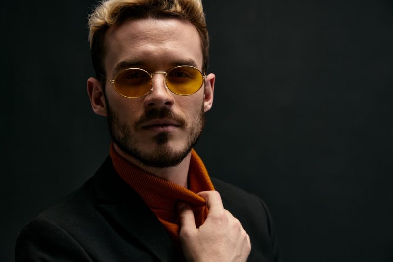 Male Model in Stylish Yellow Gold Sunglasses