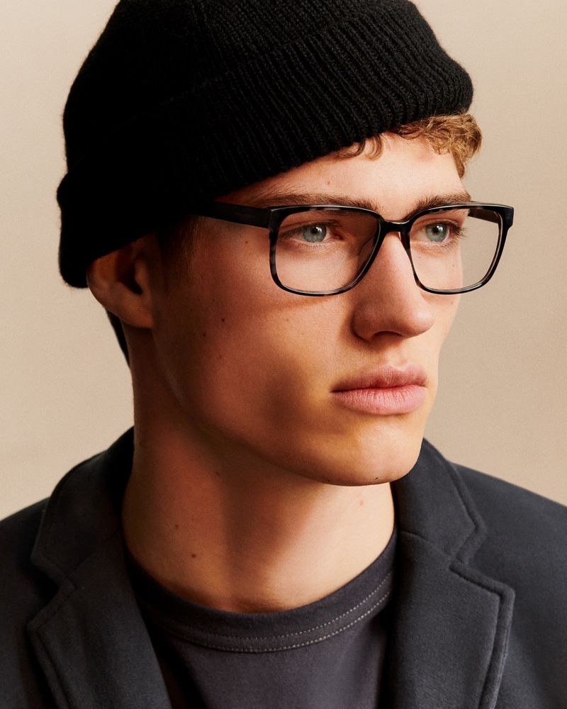 Valentin Humbroich is a smart vision in glasses for Marc O'Polo's fall-winter 2021 men's campaign.