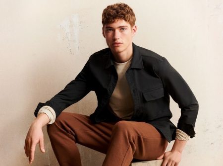 Front and center, Valentin Humbroich stars in Marc O'Polo's fall-winter 2021 men's campaign.