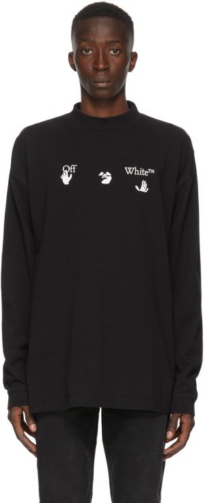 Off-White Black Mock Neck Big Logo T-Shirt Off-White Black Mock Neck Big Logo T-Shirt