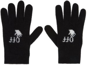 Off-White Black Wool Logo Gloves Off-White Black Wool Logo Gloves