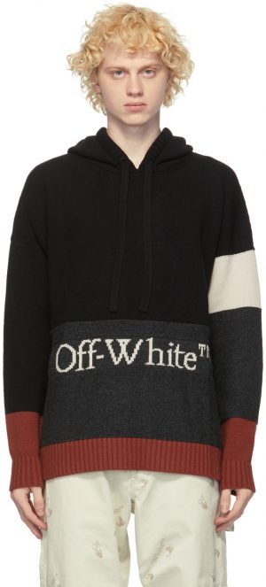 Off-White Black & White Colorblock Hoodie Off-White Black & White Colorblock Hoodie