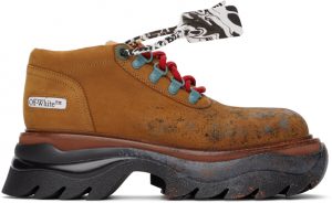 Off-White Brown Nubuck Ridged Sole Derbys Off-White Brown Nubuck Ridged Sole Derbys