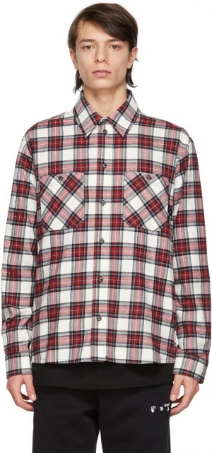 Off-White Red & White Flannel Check Shirt Off-White Red & White Flannel Check Shirt