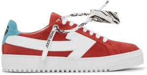 Off-White Red & White Suede Arrow Sneakers Off-White Red & White Suede Arrow Sneakers