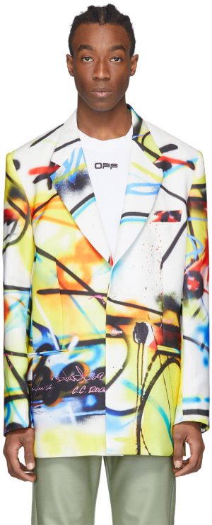 Off-White White Futura Spray Over Blazer Off-White White Futura Spray Over Blazer