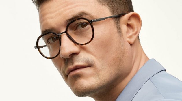 Delivering an angled profile, Orlando Bloom appears in BOSS' new eyewear campaign, wearing optical frames.