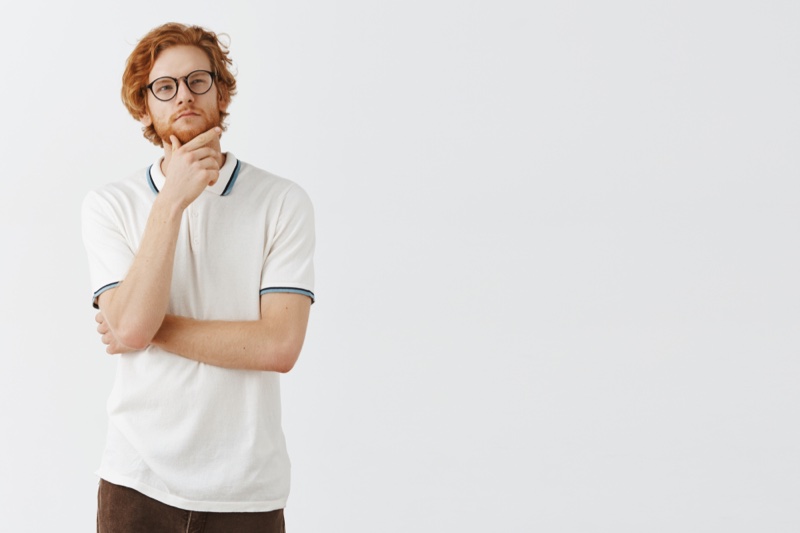 Redhead Man Glasses Polo Shirt