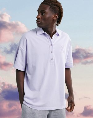ASOS 4505 oversized polo with embroidery-Purple ASOS 4505 oversized polo with embroidery-Purple
