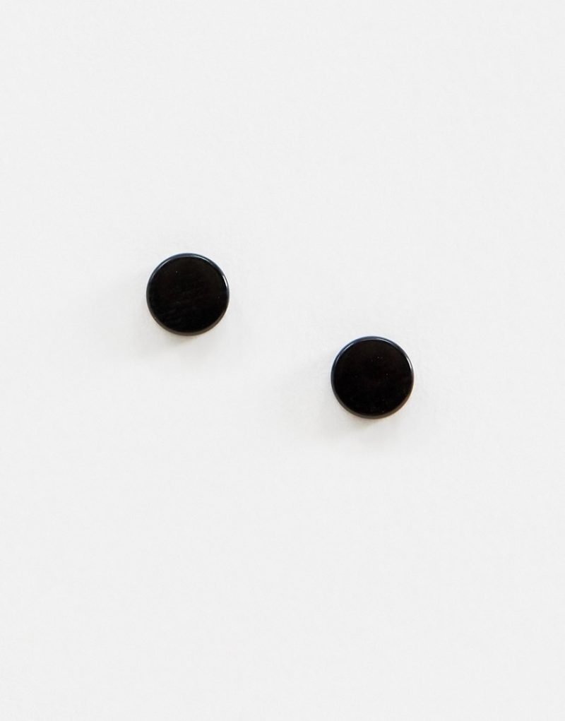 ASOS DESIGN 15mm slim plug earrings in black The Fashionisto