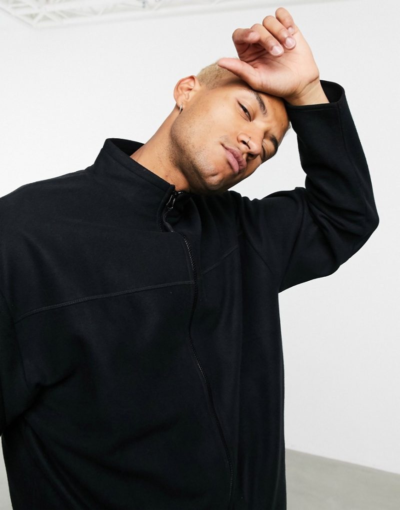 ASOS DESIGN oversized polar fleece track jacket in black The Fashionisto