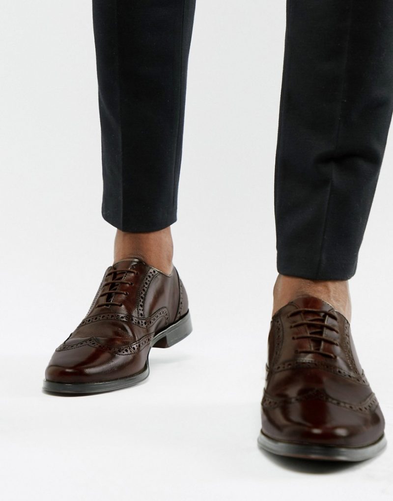 ASOS DESIGN oxford brogue shoes in brown leather | The Fashionisto