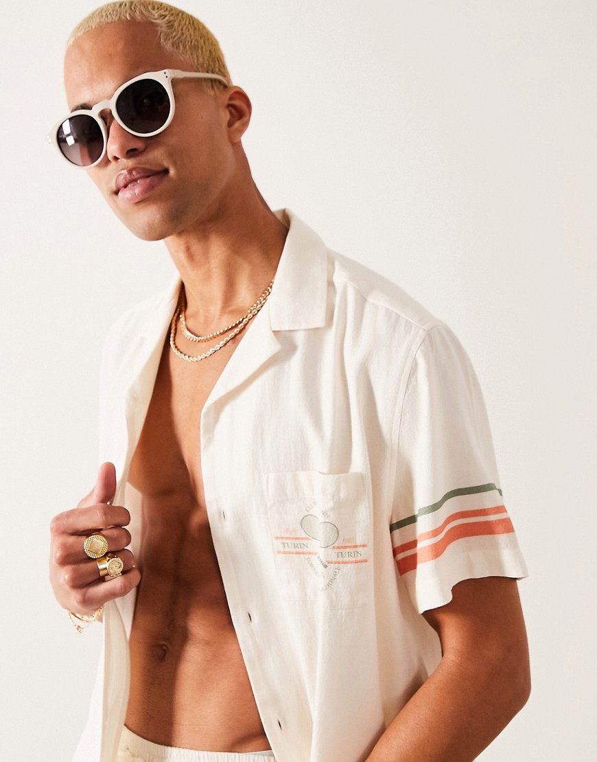ASOS DESIGN round sunglasses in ecru with smoke lens-Neutral | The