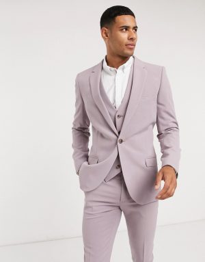 ASOS DESIGN super skinny suit jacket in dusty mauve-Purple ASOS DESIGN super skinny suit jacket in dusty mauve-Purple