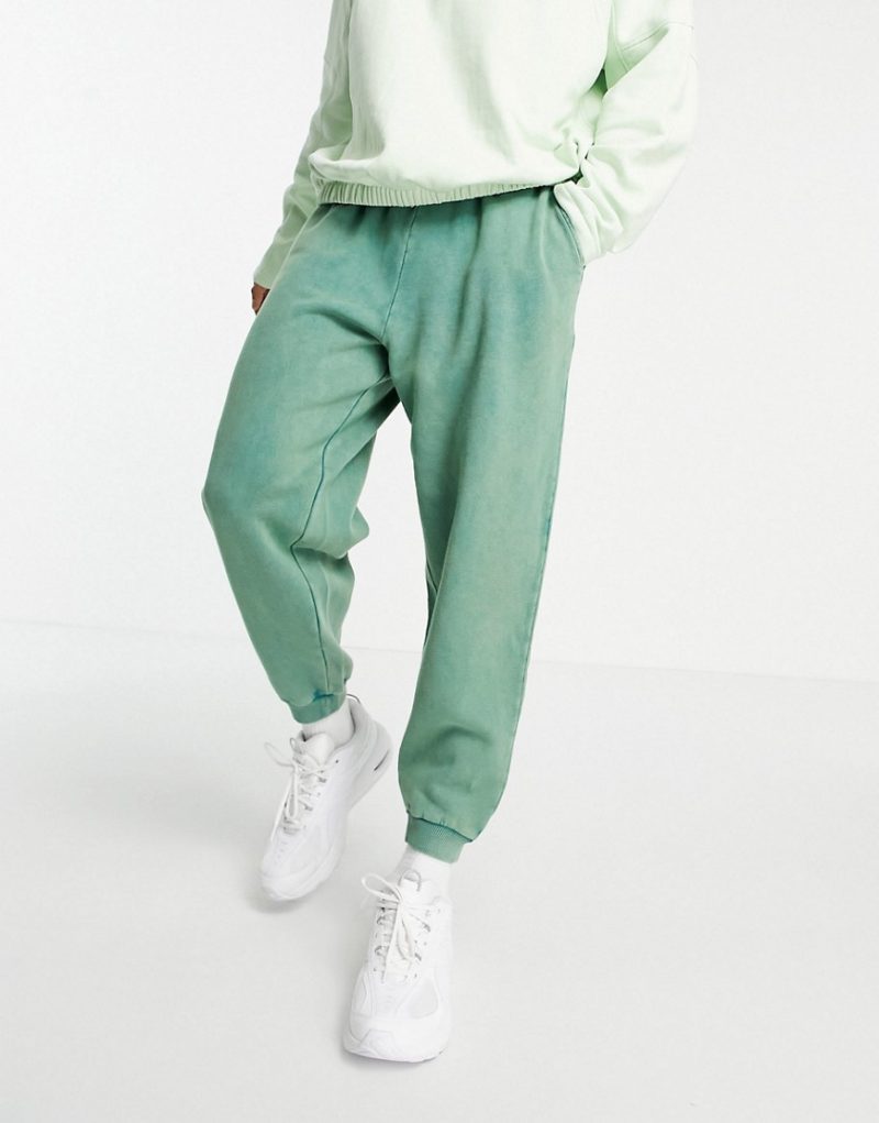 ASOS DESIGN two-piece oversized sweatpants in green acid wash | The ...