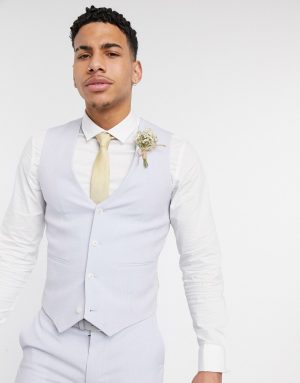 ASOS DESIGN wedding super skinny suit suit vest in lilac crosshatch-Purple ASOS DESIGN wedding super skinny suit suit vest in lilac crosshatch-Purple
