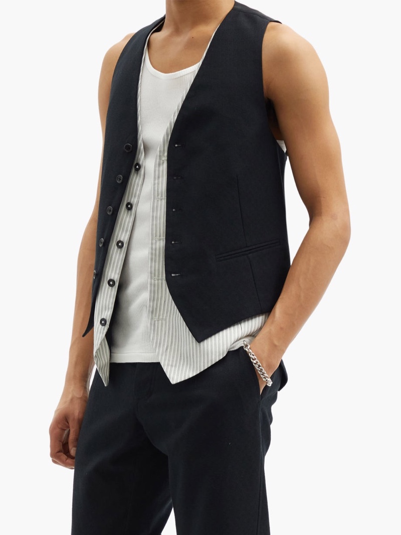 Ann Demeulemeester Layered Cotton-Twill Waistcoat