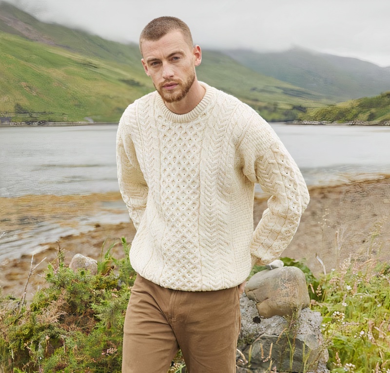 Men's Irish Wool Pullover Sweater, 'Aran Islands Classic