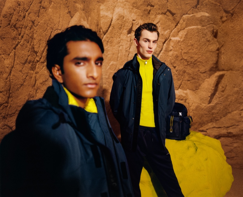 Models Jeenu Mahadevan and Kit Butler appear in BOSS's fall-winter 2021 men's campaign.