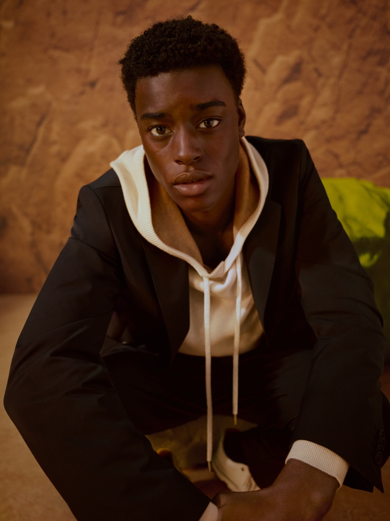 Ready for his close-up, Babacar N'doye stars in BOSS's fall-winter 2021 men's campaign.