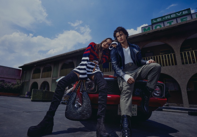 An Le photographs Jesse Jo Stark and Charles Melton for Balmain's fall-winter 2021 campaign.