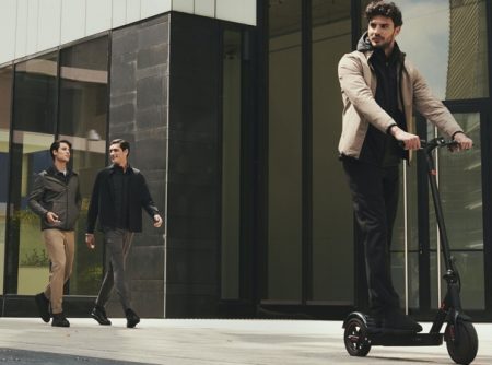 On the move, Emilio Flores, Clement Deheunynck, and Alessio Petrazzuoli model Boggi Milano.