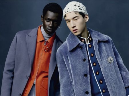 Models Djibril N’Diaye and Woosang Kim front Dior Men's fall-winter 2021 campaign.