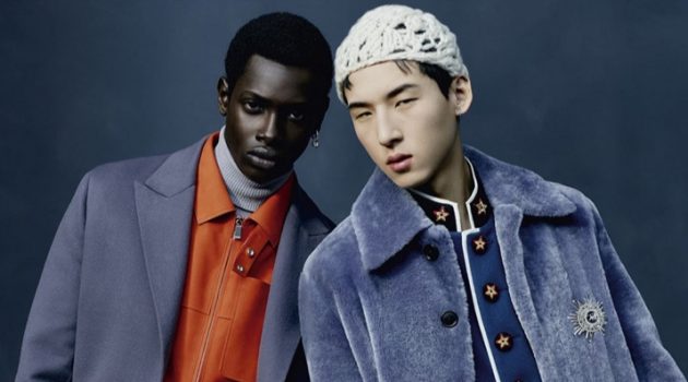 Models Djibril N’Diaye and Woosang Kim front Dior Men's fall-winter 2021 campaign.