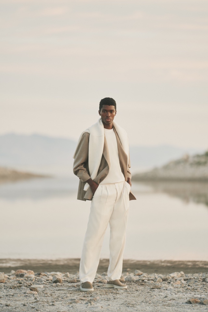 A chic vision, Alton Mason stars in Fear of God's fall-winter 2021 campaign.