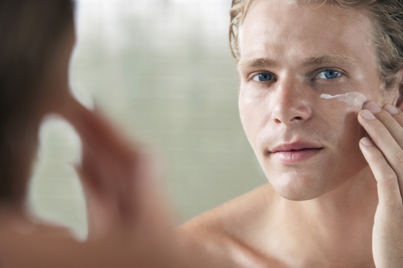 Man Closeup Skincare Moisturizer Face