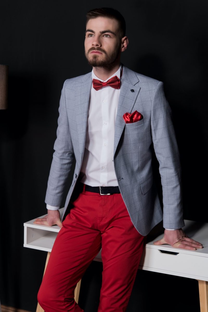 Man Dapper Bow-Tie Red