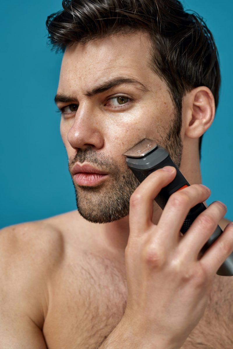 Man Shaving Scruffy Facial Hair