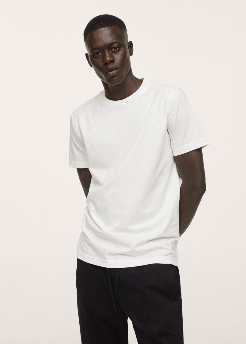 Mango Cotton Regular-Fit White T-Shirt