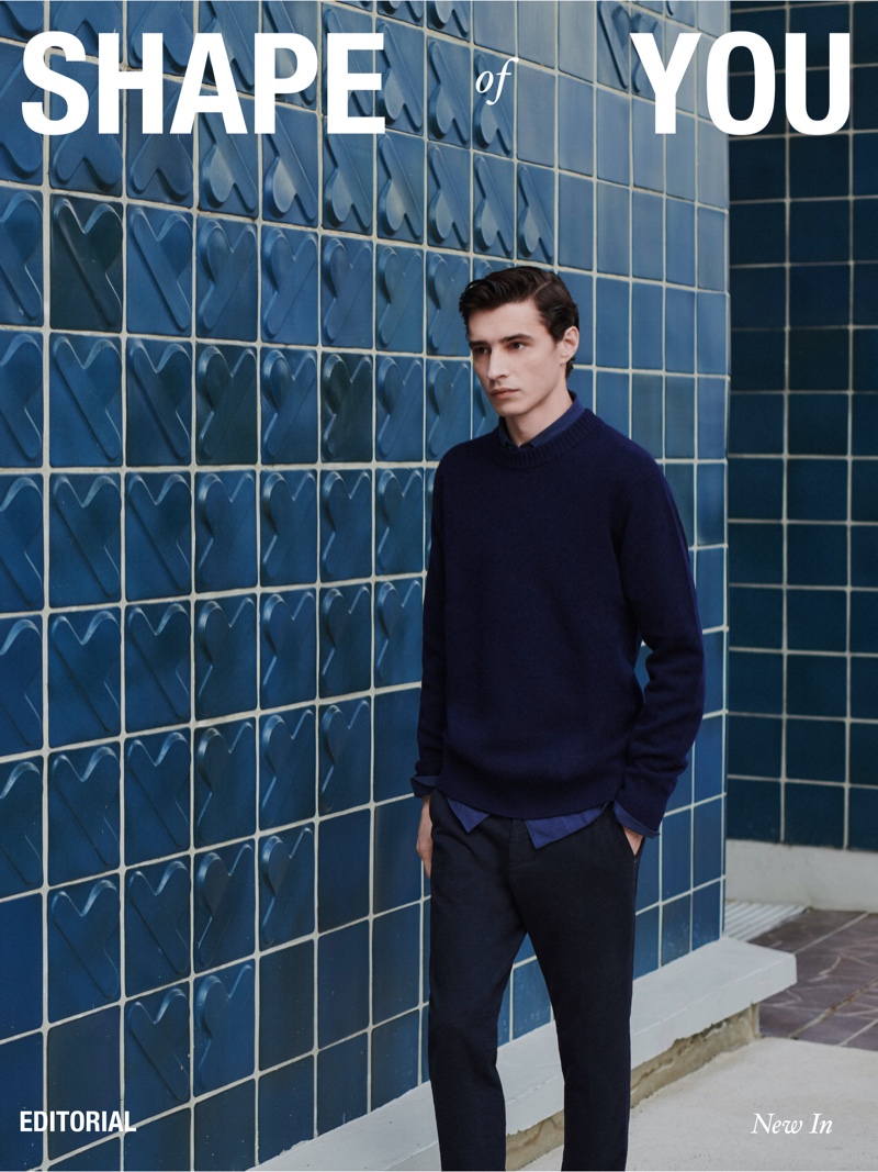 Adrien Sahores stars in a fall 2021 men's editorial for Massimo Dutti.