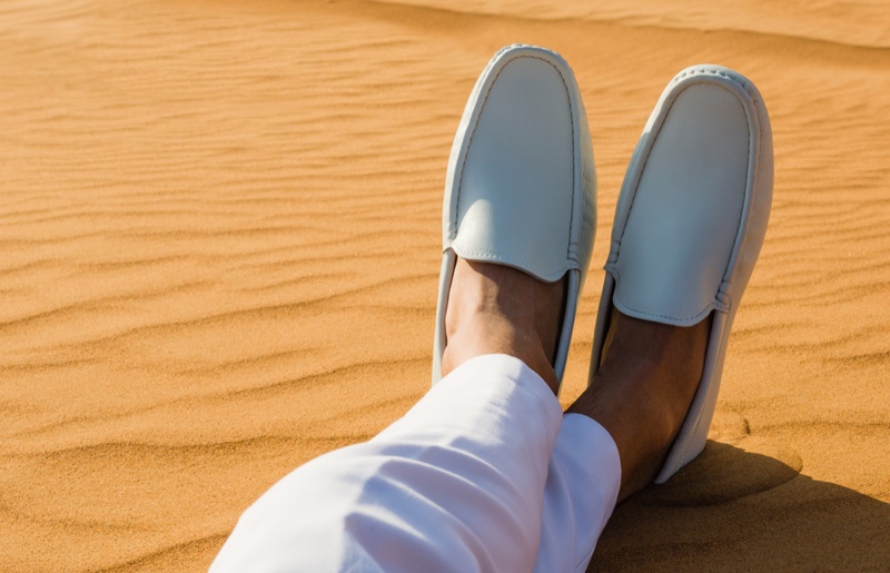 Mens White Loafers Sand Desert