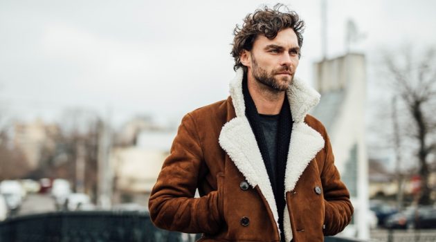 5 Ways to Make Yourself Look & Feel Younger Rugged Man Brown Shearling Coat Outside