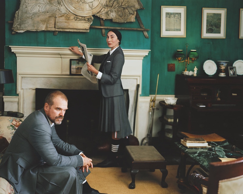 Tina Barney photographs David Harbour and Anh Duong for Thom Browne.