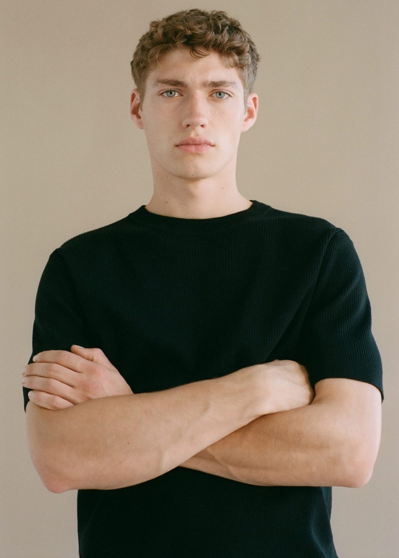 Keeping it simple, Valentin Humbroich wears a modal cotton t-shirt from Mango Man.