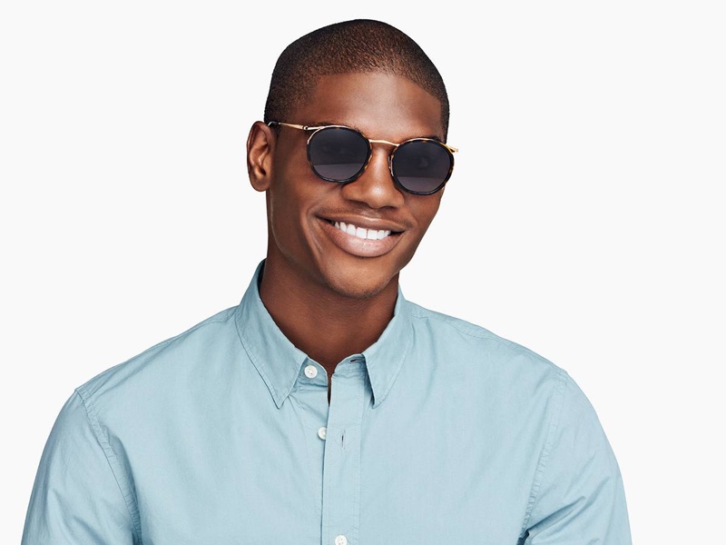 Warby Parker unveils new mixed-material eyewear with styles such as its Carmen sunglasses that feature a cognac tortoise with polished gold frame.