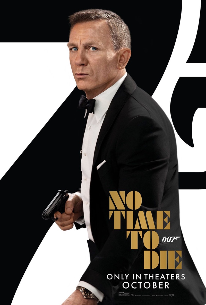 Appearing in a new poster, actor Daniel Craig dons a Tom Ford tuxedo as James Bond in "No Time to Die." 