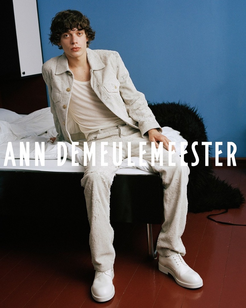 In front and center, Nick stars in Ann Demeulemeester's fall-winter 2021 campaign.