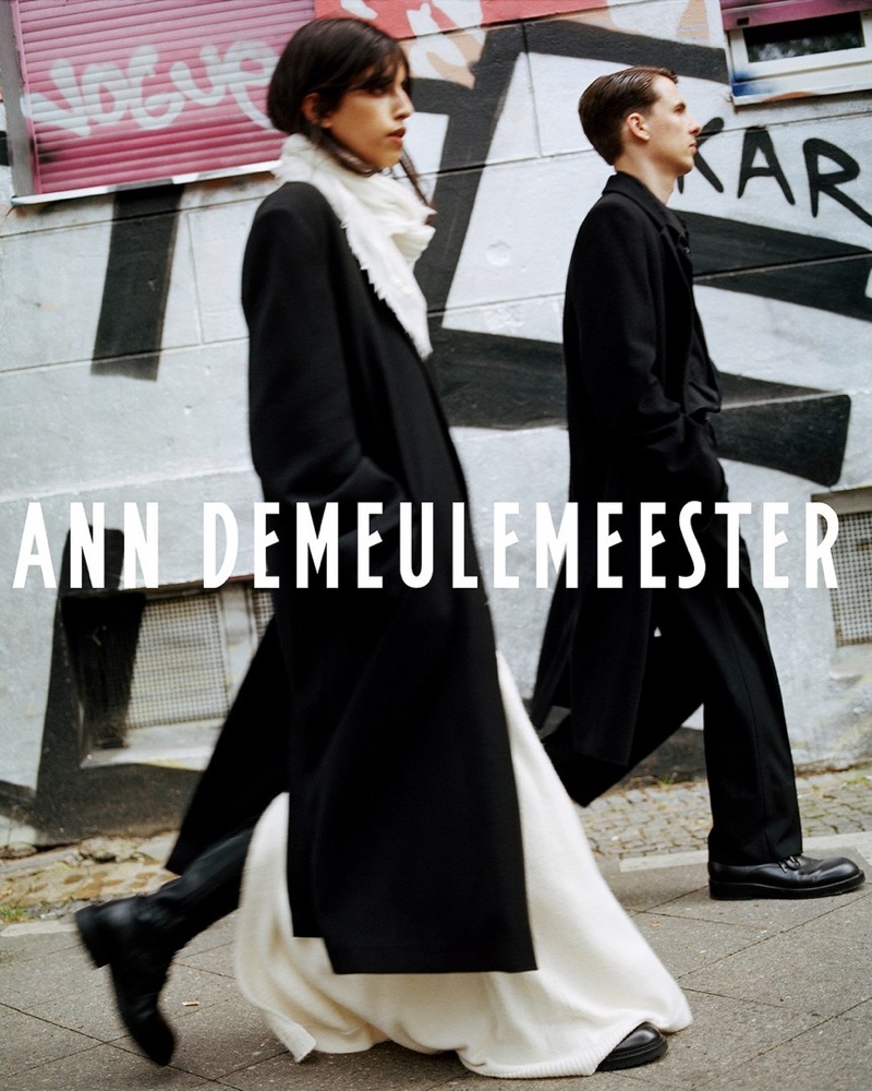 Esra and artist Illya Goldman Gubin appear in Ann Demeulemeester's fall-winter 2021 campaign.