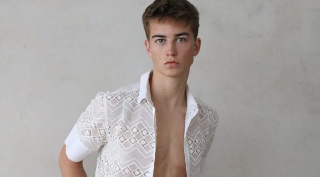 Fresh Face Ben Hits the Studio for First Shoot Ben wears shirt ASOS and jeans Stan Ray.