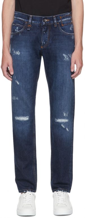 Dolce & Gabbana Blue Distressed Slim Jeans Dolce & Gabbana Blue Distressed Slim Jeans