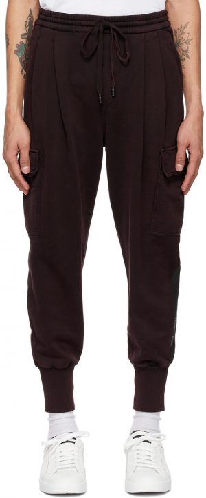 Dolce & Gabbana Burgundy Logo Patch Jogging Cargo Pants Dolce & Gabbana Burgundy Logo Patch Jogging Cargo Pants
