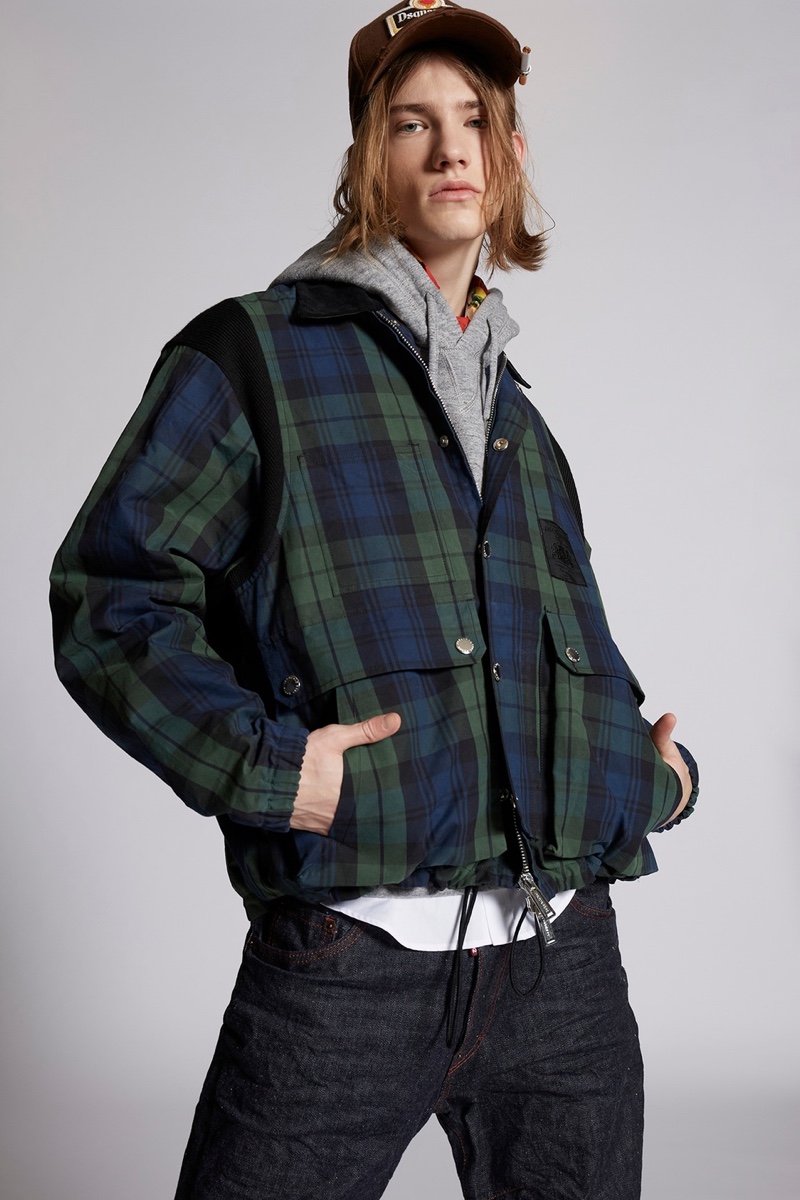 Dsquared2 Mens Multi Pocket Check Jacket